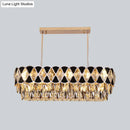 GobekUsa Modern Black Finish Oval Island Chandelier with Clear Crystal Draping