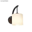 GobekUsa Modern Cylindrical Wall Sconce with Black Finish and Opal Glass Shade