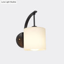GobekUsa Modern Cylindrical Wall Sconce with Black Finish and Opal Glass Shade
