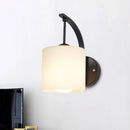 GobekUsa Modern Cylindrical Wall Sconce with Black Finish and Opal Glass Shade