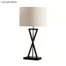 GobekUsa Simplicity Fabric Drum Nightstand Lamp: 1-Light Bedside Table Light in White