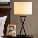 GobekUsa Simplicity Fabric Drum Nightstand Lamp: 1-Light Bedside Table Light in White