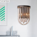 GobekUsa Modern Black Glass and Metal Wall Light Semi Oval Mount for Bedroom