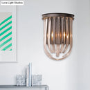 GobekUsa Modern Black Glass and Metal Wall Light Semi Oval Mount for Bedroom