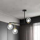 GobekUsa Modern Black Glass Ball Island Chandelier: Triple Light Hanging Lamp for Dining Room