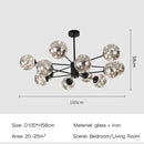 GobekUsa Black Glass Ball LED Chandelier for Living Room, Bedroom - Dimmable Nordic Luxury Fixture