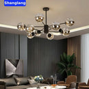 GobekUsa Black Glass Ball LED Chandelier for Living Room, Bedroom - Dimmable Nordic Luxury Fixture