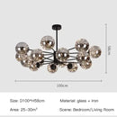 GobekUsa Black Glass Ball LED Chandelier for Living Room, Bedroom - Dimmable Nordic Luxury Fixture