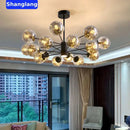 GobekUsa Black Glass Ball LED Chandelier for Living Room, Bedroom - Dimmable Nordic Luxury Fixture