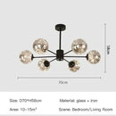 GobekUsa Black Glass Ball LED Chandelier for Living Room, Bedroom - Dimmable Nordic Luxury Fixture