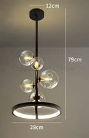 GobekUsa Glass Ball LED Chandelier: Modern Long Pendant Lighting for Living Room and Shop