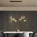 GobekUsa Glass Ball LED Chandelier: Modern Long Pendant Lighting for Living Room and Shop