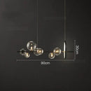 GobekUsa Glass Ball LED Chandelier: Modern Long Pendant Lighting for Living Room and Shop