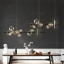 GobekUsa Glass Ball LED Chandelier: Modern Long Pendant Lighting for Living Room and Shop