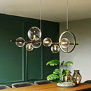 GobekUsa Glass Bubble LED Ceiling Chandelier for Home, Modern Ring Hanging Light Fixtures