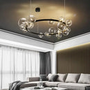 GobekUsa Glass Bubble LED Ceiling Chandelier for Home, Modern Ring Hanging Light Fixtures