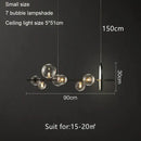 GobekUsa Glass Bubble LED Pendant Chandelier for Modern Living Room Decor