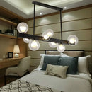 GobekUsa Modern Black Glass Bubble Linear Pendant Light with 8 Lights for Dining Room and Kitchen Island