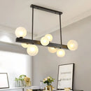 GobekUsa Modern Black Glass Bubble Linear Pendant Light with 8 Lights for Dining Room and Kitchen Island