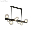 GobekUsa Modern Black Glass Bubble Linear Pendant Light with 8 Lights for Dining Room and Kitchen Island