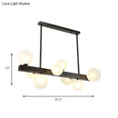 GobekUsa Modern Black Glass Bubble Linear Pendant Light with 8 Lights for Dining Room and Kitchen Island