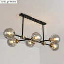 GobekUsa Modern Black Glass Island Pendant Light with 6 Spherical Lights for Dining Table