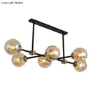 GobekUsa Modern Black Glass Island Pendant Light with 6 Spherical Lights for Dining Table