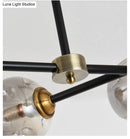 GobekUsa Modern Black Glass Island Pendant Light with 6 Spherical Lights for Dining Table