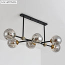 GobekUsa Modern Black Glass Island Pendant Light with 6 Spherical Lights for Dining Table