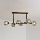 GobekUsa Modern Black Glass Island Pendant Light with 6 Spherical Lights for Dining Table