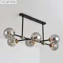 GobekUsa Modern Black Glass Island Pendant Light with 6 Spherical Lights for Dining Table