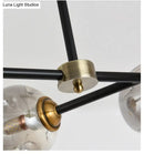 GobekUsa Modern Black Glass Island Pendant Light with 6 Spherical Lights for Dining Table