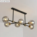 GobekUsa Modern Black Glass Island Pendant Light with 6 Spherical Lights for Dining Table