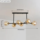 GobekUsa Modern Black Glass Island Pendant Light with 6 Spherical Lights for Dining Table