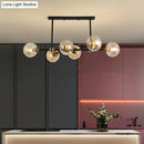 GobekUsa Modern Black Glass Island Pendant Light with 6 Spherical Lights for Dining Table