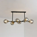 GobekUsa Modern Black Glass Island Pendant Light with 6 Spherical Lights for Dining Table