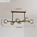 GobekUsa Modern Black Glass Island Pendant Light with 6 Spherical Lights for Dining Table