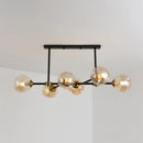 GobekUsa Modern Black Glass Island Pendant Light with 6 Spherical Lights for Dining Table