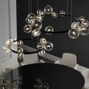 GobekUsa Black Glass Ring Pendant Light - Nordic Style LED Chandelier for Home Decor