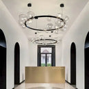 GobekUsa Black Glass Ring Pendant Light - Nordic Style LED Chandelier for Home Decor