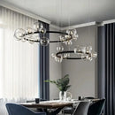 GobekUsa Black Glass Ring Pendant Light - Nordic Style LED Chandelier for Home Decor