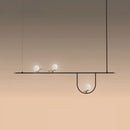 GobekUsa Modern Black Glass Sphere Island Chandelier Light Fixture with Cream Accents - Ceiling Mounted Artistic Lighting
