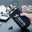 Modern black glass tea bottle kitchen travel flask with sleeve by Decorbites