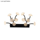 GobekUsa Modern Black Glass Wall Sconce - Blossom 12-Light Clear Lighting for Bedroom