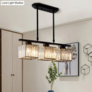 GobekUsa Modern 3/4-Light Square Hanging Ceiling Fixture with Clear Crystal in Black/Gold for Dining Room