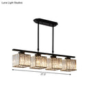 GobekUsa Modern 3/4-Light Square Hanging Ceiling Fixture with Clear Crystal in Black/Gold for Dining Room