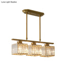 GobekUsa Modern 3/4-Light Square Hanging Ceiling Fixture with Clear Crystal in Black/Gold for Dining Room