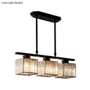 GobekUsa Modern 3/4-Light Square Hanging Ceiling Fixture with Clear Crystal in Black/Gold for Dining Room