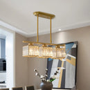 GobekUsa Modern 3/4-Light Square Hanging Ceiling Fixture with Clear Crystal in Black/Gold for Dining Room