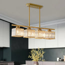 GobekUsa Modern 3/4-Light Square Hanging Ceiling Fixture with Clear Crystal in Black/Gold for Dining Room
